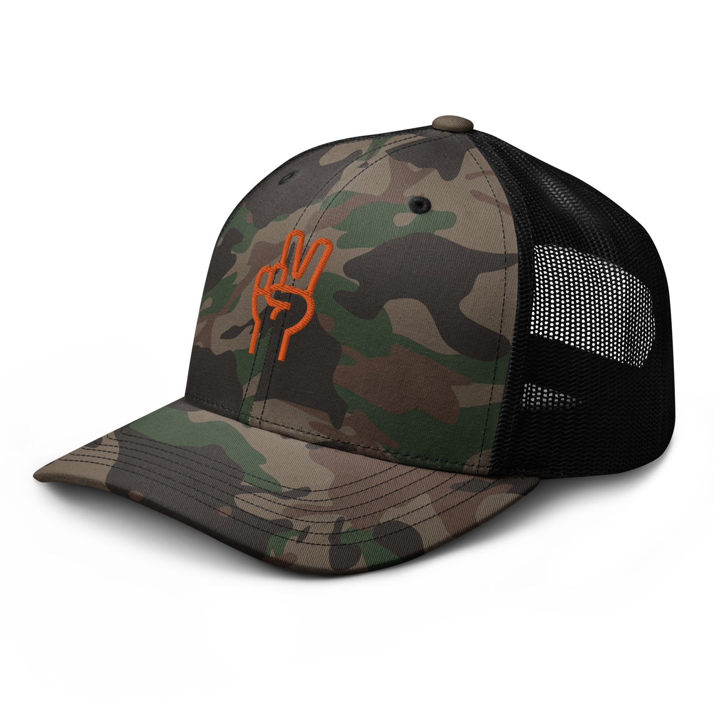 Peace Sign Trucker Hat in Camo