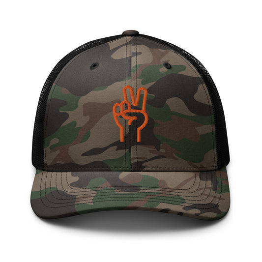 Peace Sign Trucker Hat in Camo