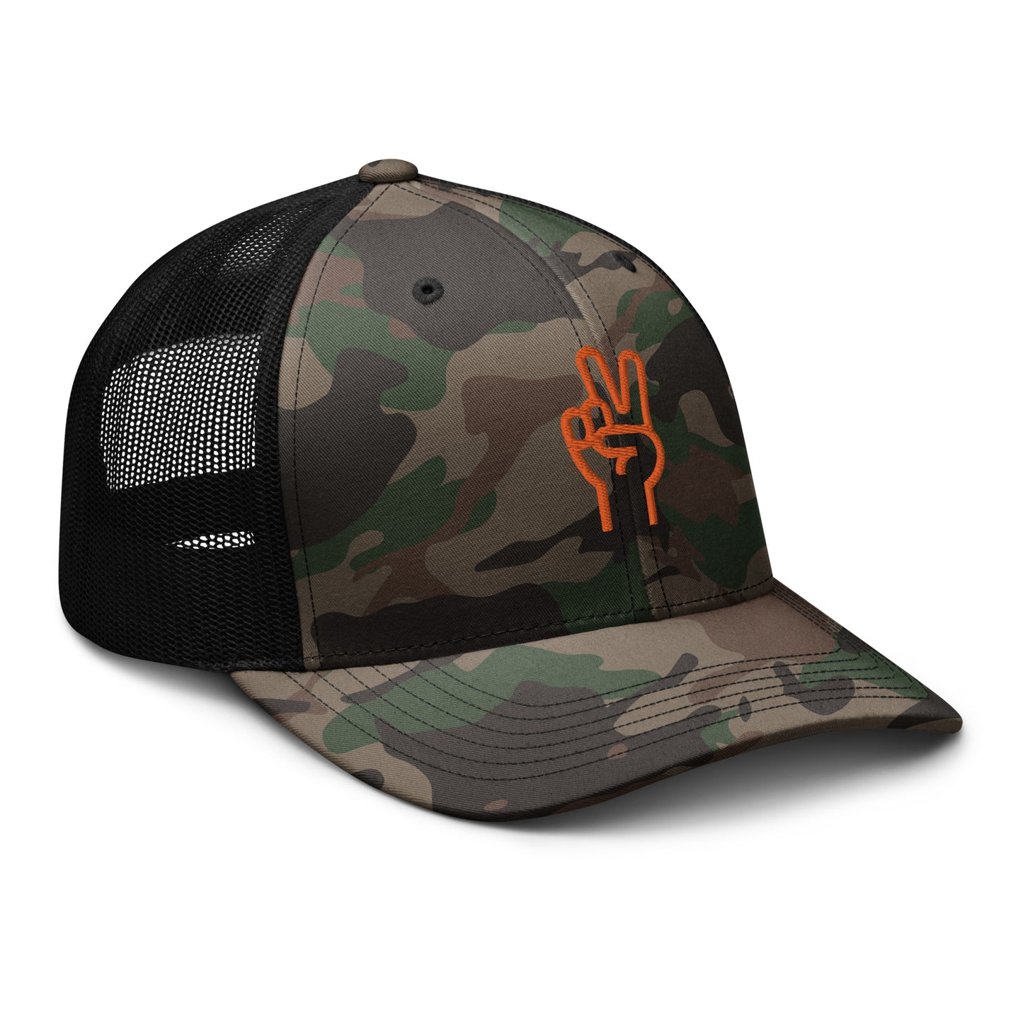 Peace Sign Trucker Hat in Camo