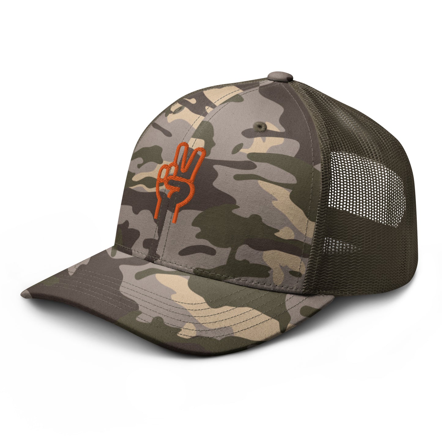 Peace Sign Trucker Hat in Camo