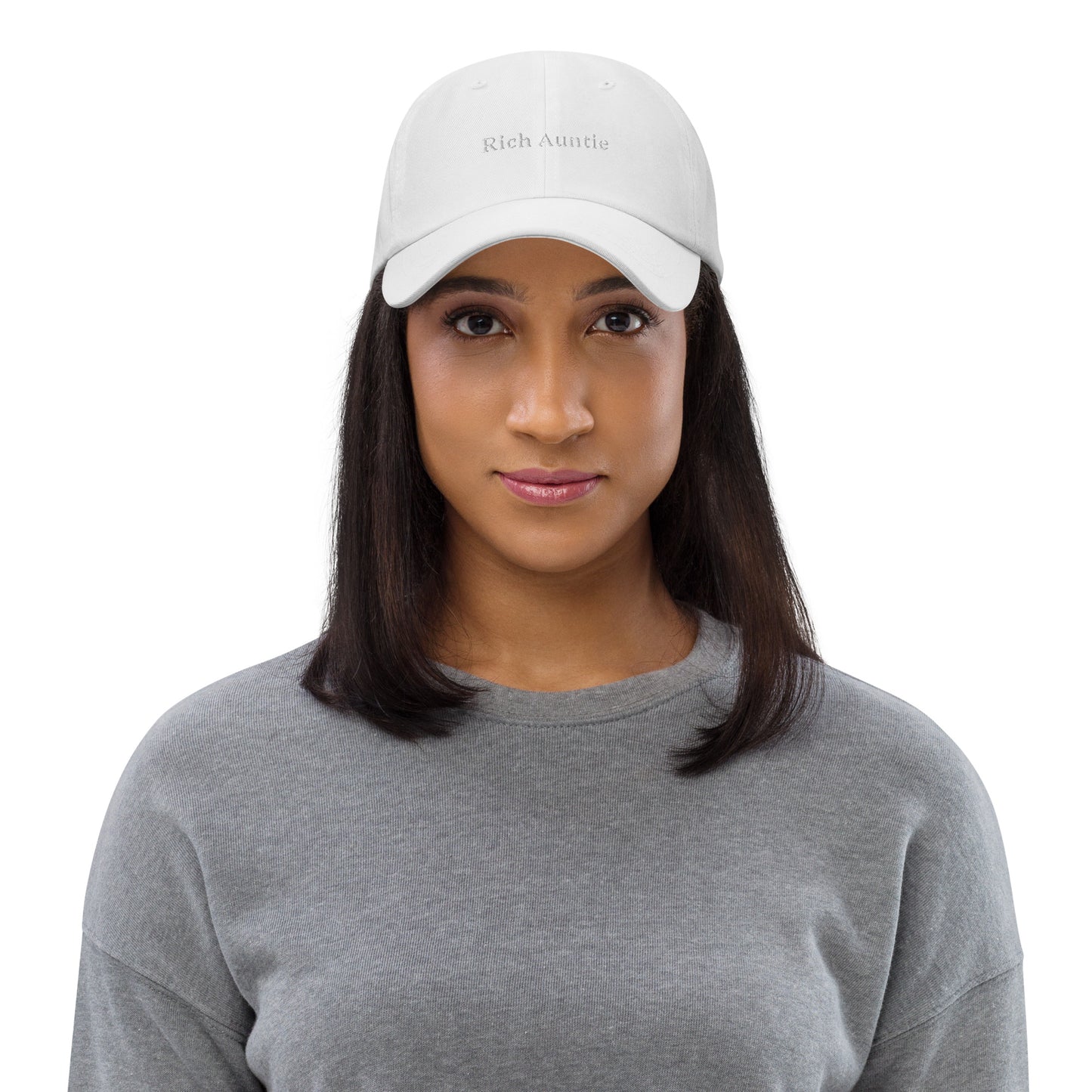 Rich Auntie Ball Cap in white/white