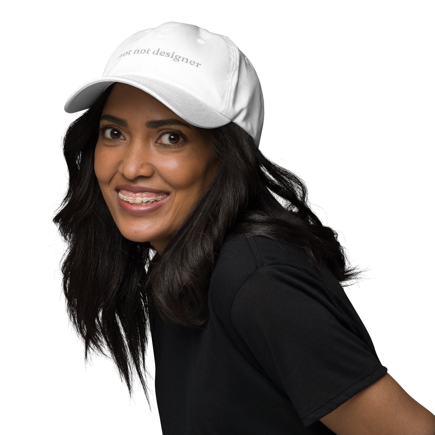 Not Not Designer Ball Cap in white/white