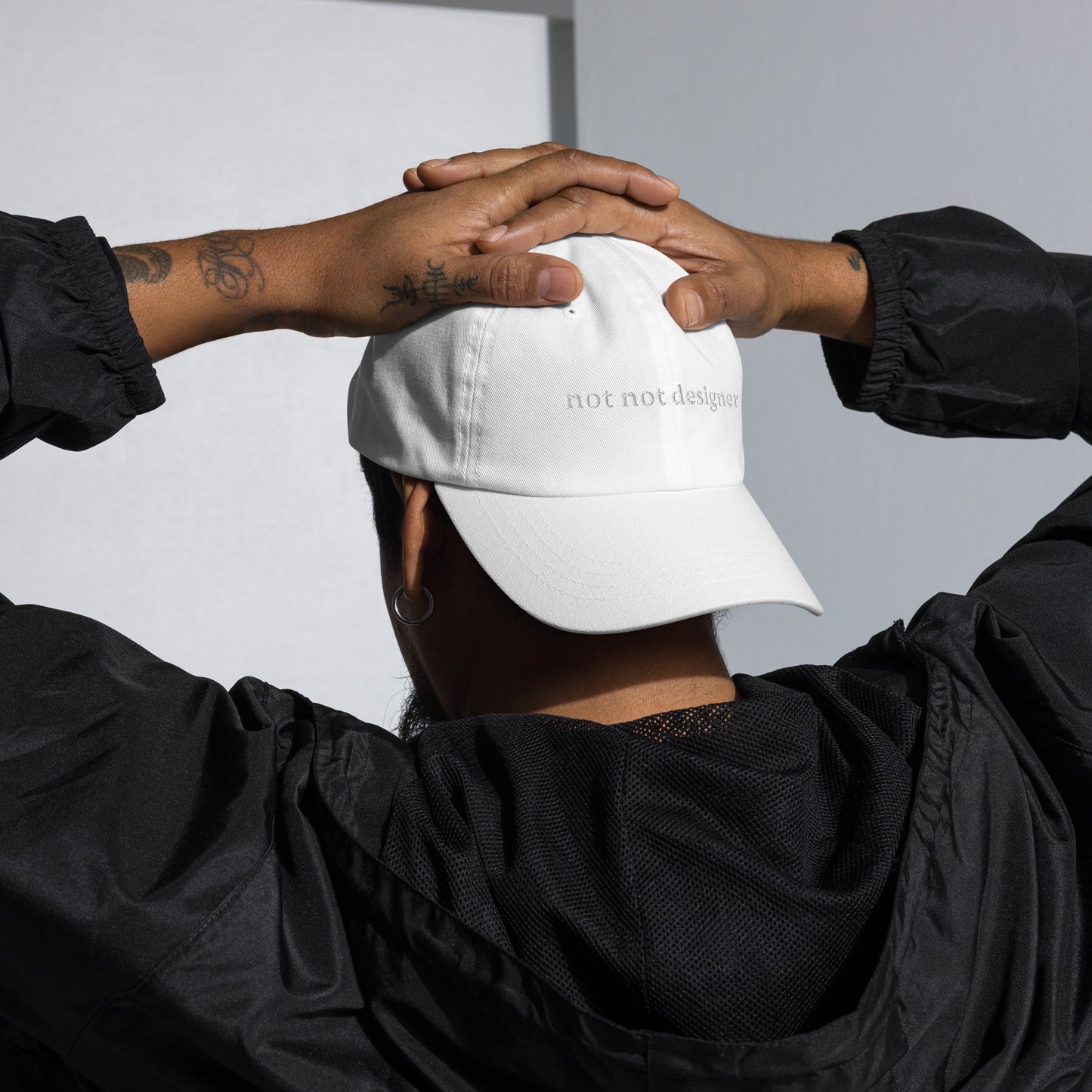 Not Not Designer Ball Cap in white/white