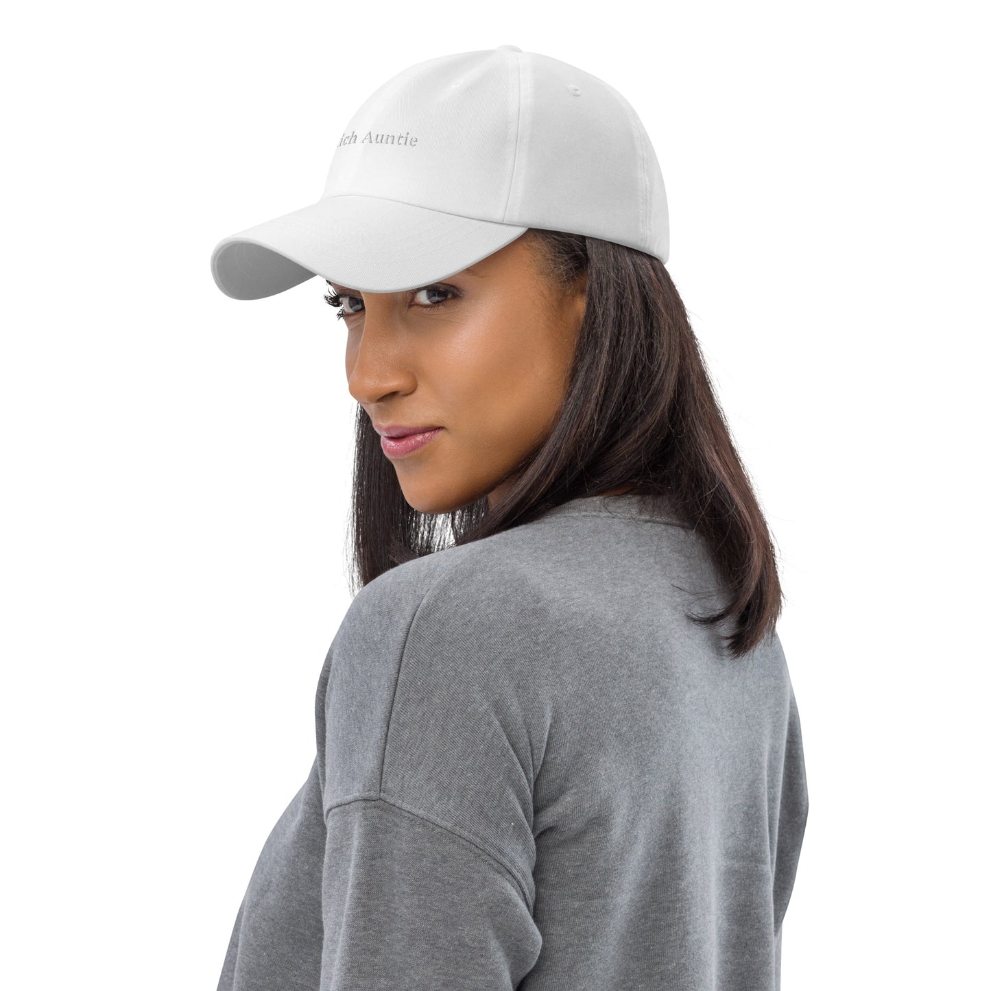 Rich Auntie Ball Cap in white/white